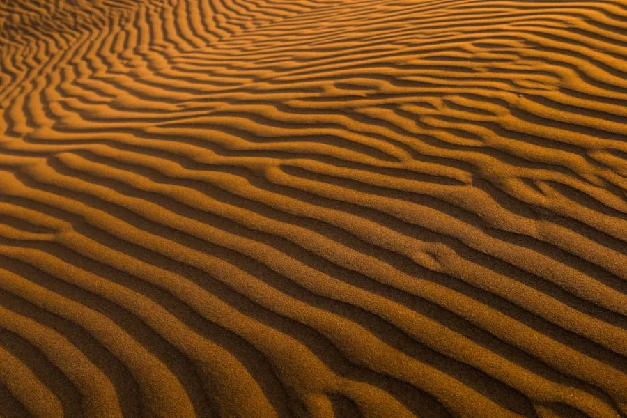 Un premier pas vers le soutien scolaire Un désert de dunes de sable rouge symbolisant le chemin vers le soutien, la prise de conscience et le début de l'accompagnement pour le refus scolaire.